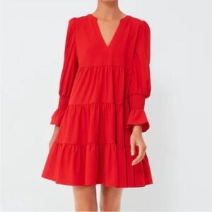 Pomander Place Red Crepe Kenzo Dress Sz L